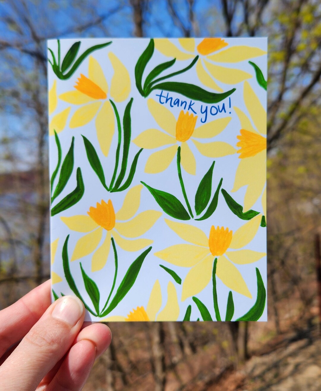Painted Daffodil Thank You Card - Etsy