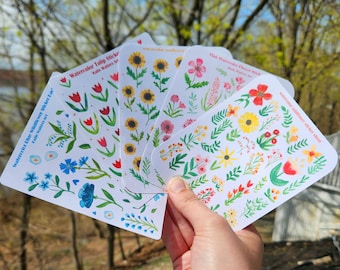 flower sticker sheets 5 pack, watercolor floral sticker set, stickers for planner journal crafts