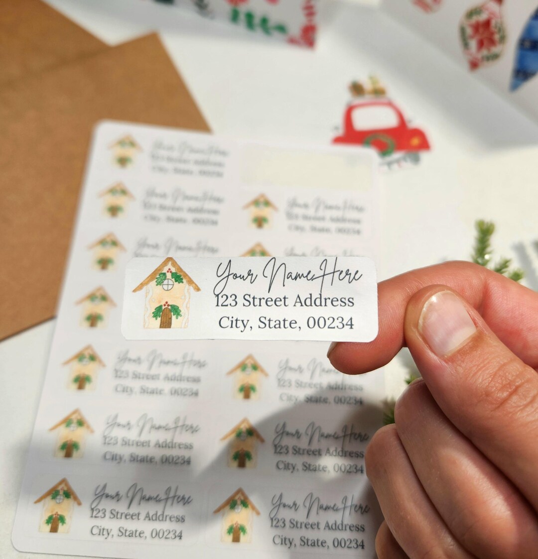 Gingerbread House Christmas Return Address Labels: Waterproof Stickers ...