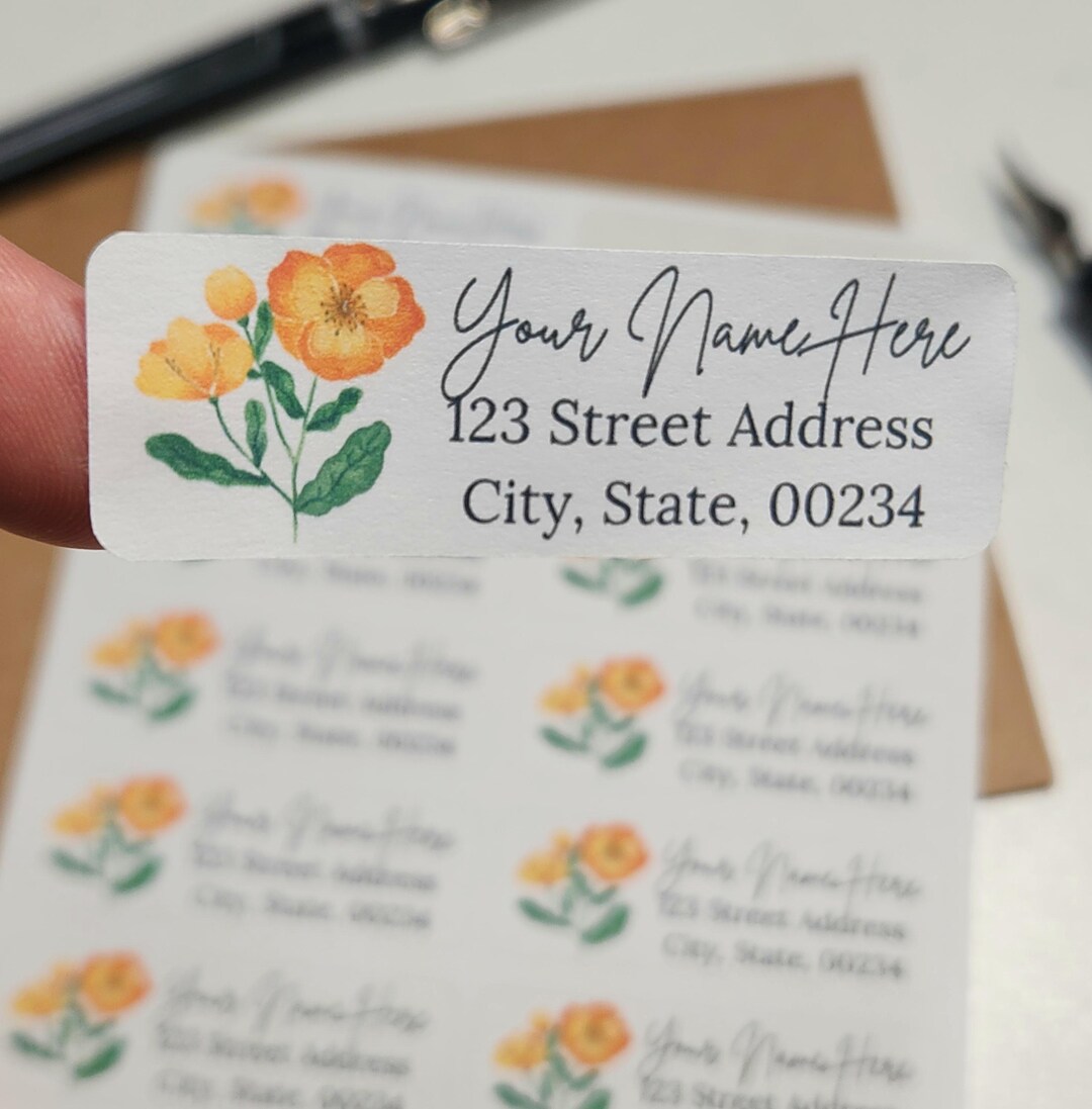 Floral Return Address Labels: Custom Watercolor Flower Stickers - Etsy