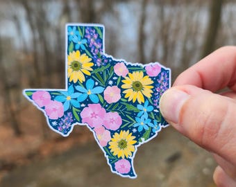 Texas state wildflower sticker, Southern waterproof stickers for cup, Austin laptop