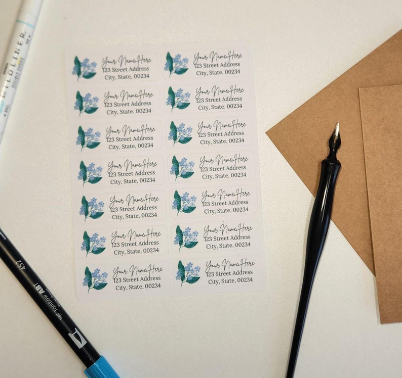 Return Address Labels With Floral Design, Custom Return Address ...