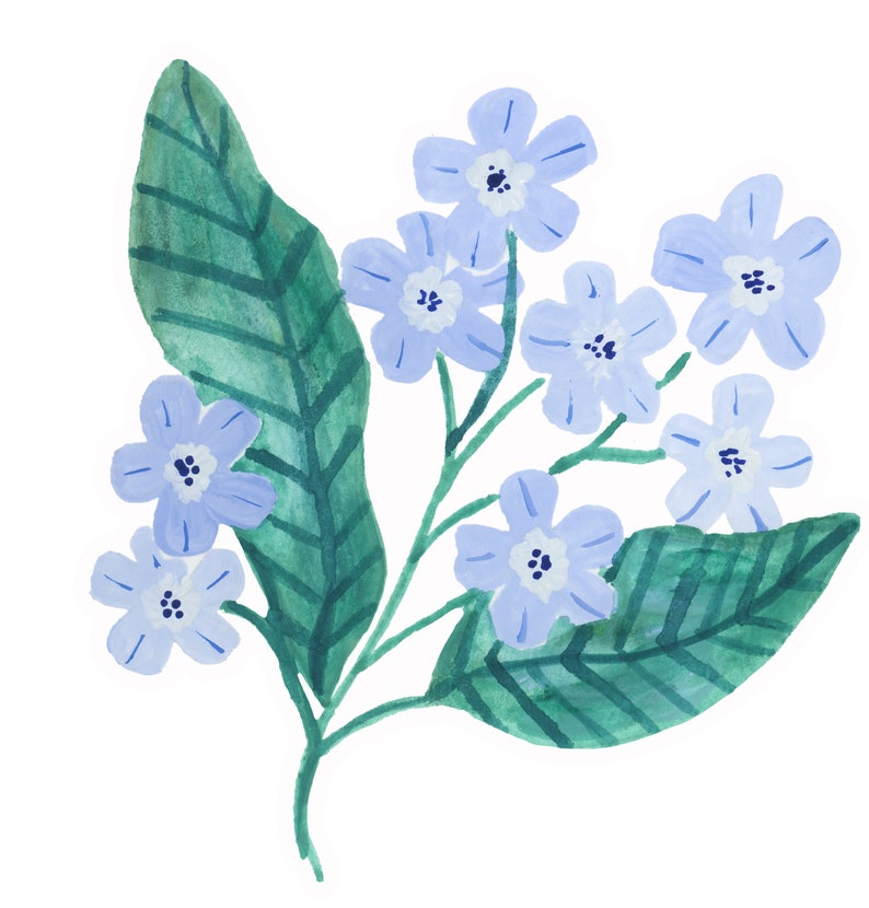 blue wildflower sticker, wildflower sticker cute, artist sticker, sticker for water bottle, sticker for laptop, decal sticker, vinyl sticker, blue flower sticker cute, flower sticker blue, flower sticker cute, sticker for laptop small flowers sticker