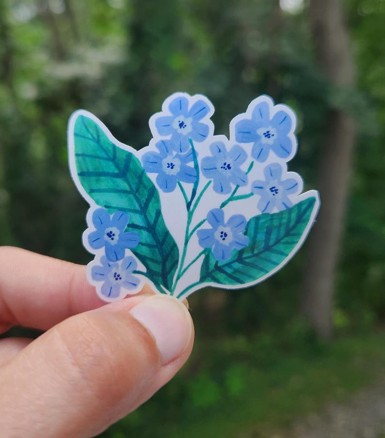 blue wildflower sticker, wildflower sticker cute, artist sticker, sticker for water bottle, sticker for laptop, decal sticker, vinyl sticker, blue flower sticker cute, flower sticker blue, flower sticker cute, sticker for laptop small flowers sticker