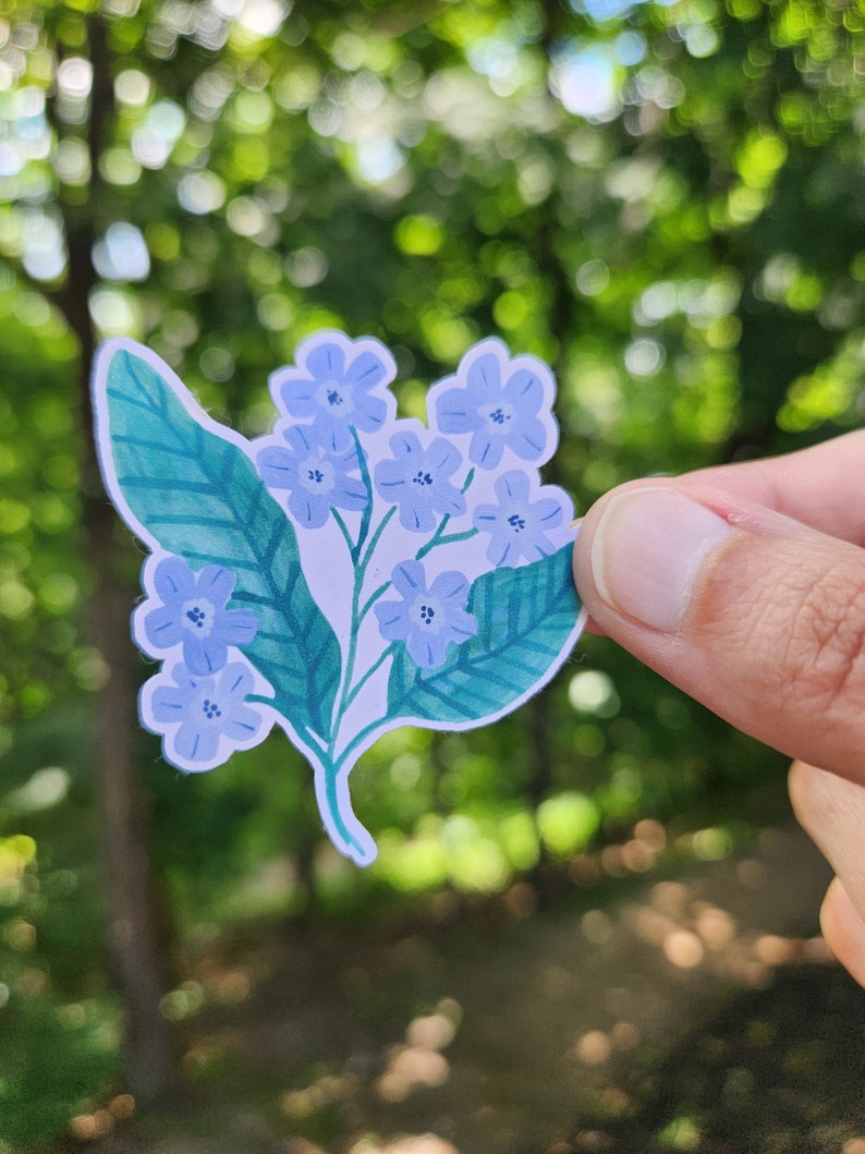 blue wildflower sticker, wildflower sticker cute, artist sticker, sticker for water bottle, sticker for laptop, decal sticker, vinyl sticker, blue flower sticker cute, flower sticker blue, flower sticker cute, sticker for laptop small flowers sticker