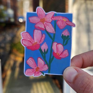 pink wildflower sticker, pink flower sticker, painted flower sticker, stickers, sticker floral, pink sticker, small sticker, sticker for water bottle, sticker for laptop, sticker for computer, waterproof sticker, vinyl sticker, artist sticker, wildflower, wildflower painting, etsy sticker shop, sticker shop, gift for her, gift for girl, sticker party favor, decal sticker, pink sticker, pink flower, pink floral, flower sticker, sticker flower, sticker floral