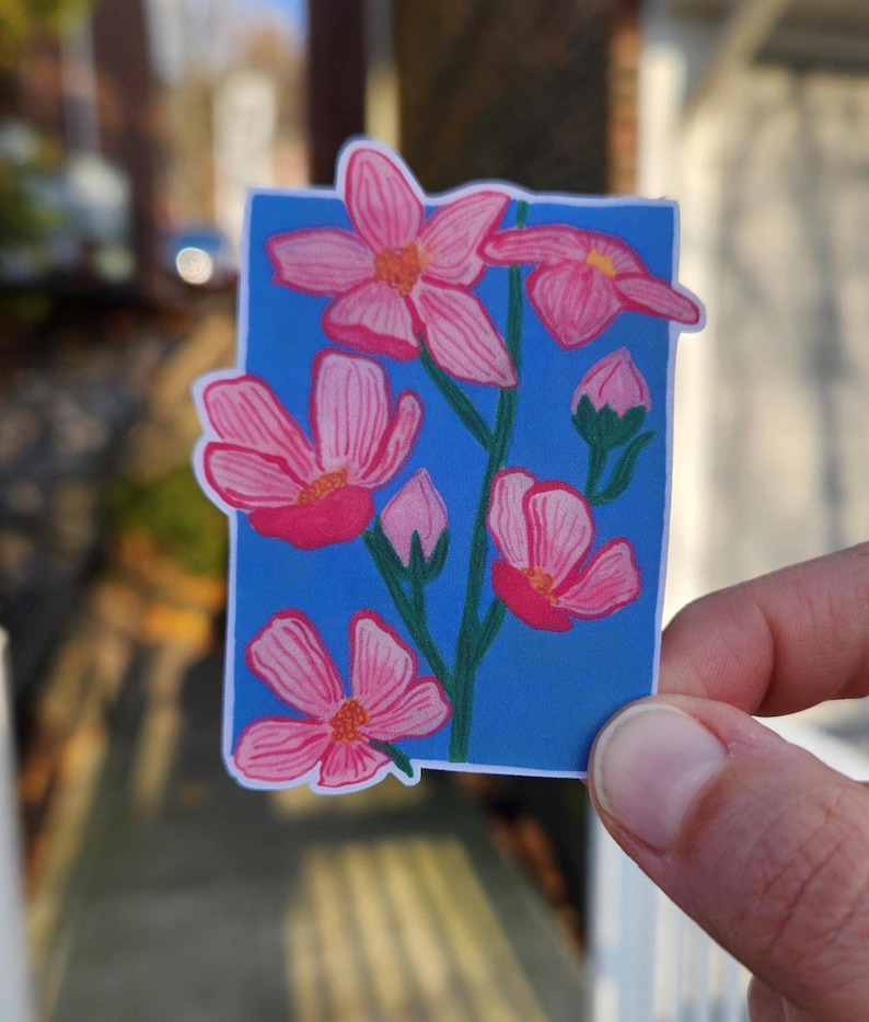 pink wildflower sticker, pink flower sticker, painted flower sticker, stickers, sticker floral, pink sticker, small sticker, sticker for water bottle, sticker for laptop, sticker for computer, waterproof sticker, vinyl sticker, artist sticker, wildflower, wildflower painting, etsy sticker shop, sticker shop, gift for her, gift for girl, sticker party favor, decal sticker, pink sticker, pink flower, pink floral, flower sticker, sticker flower, sticker floral