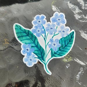 blue wildflower sticker, wildflower sticker cute, artist sticker, sticker for water bottle, sticker for laptop, decal sticker, vinyl sticker, blue flower sticker cute, flower sticker blue, flower sticker cute, sticker for laptop small flowers sticker
