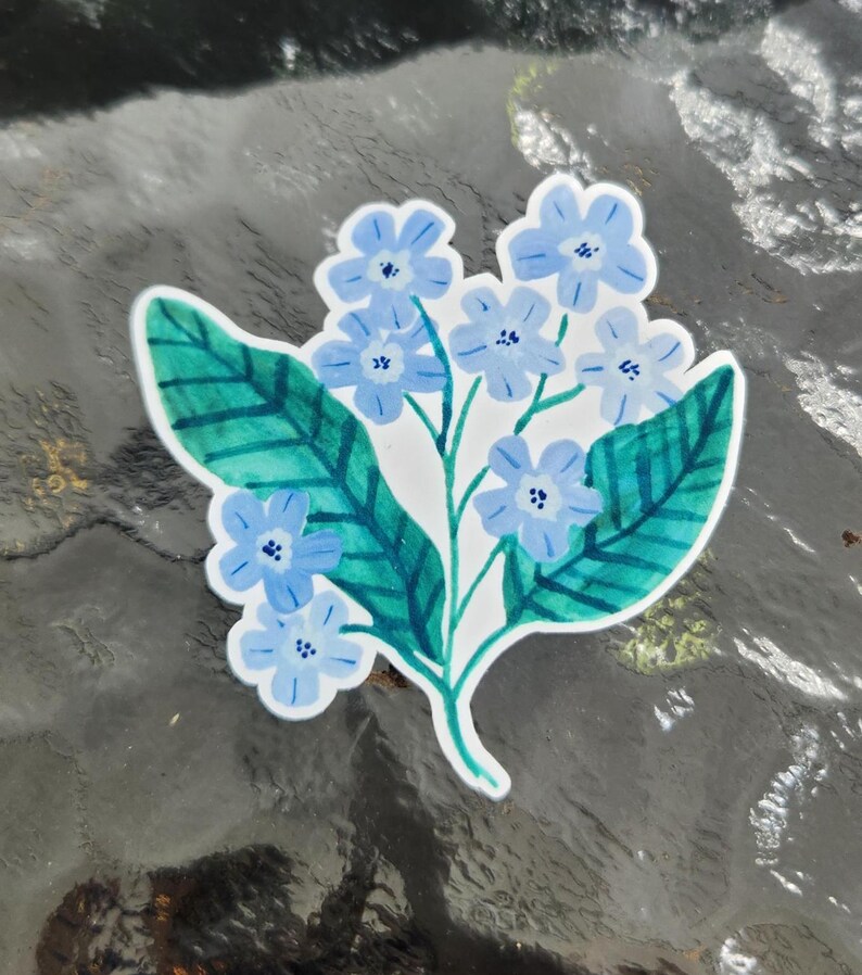 blue wildflower sticker, wildflower sticker cute, artist sticker, sticker for water bottle, sticker for laptop, decal sticker, vinyl sticker, blue flower sticker cute, flower sticker blue, flower sticker cute, sticker for laptop small flowers sticker