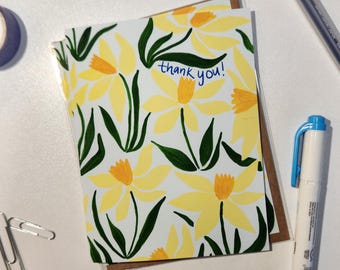 Thank You Card - Daffodil - Etsy