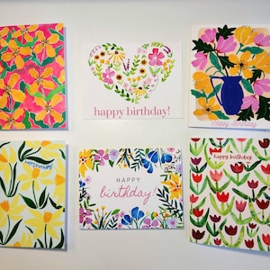 Verjaardagskaartenset van 6, geassorteerde verjaardagskaarten set, bloemen verjaardagskaarten set van 6, geassorteerde verjaardagskaarten bloemen, verjaardagskaarten voor haar