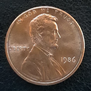 1986 no mint mark Lincoln Memorial Penny with errors
