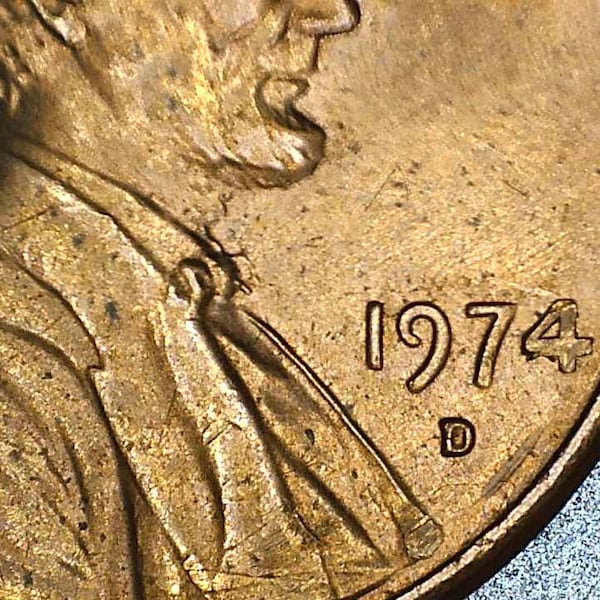 1974 d Lincoln Memorial Penny with errors