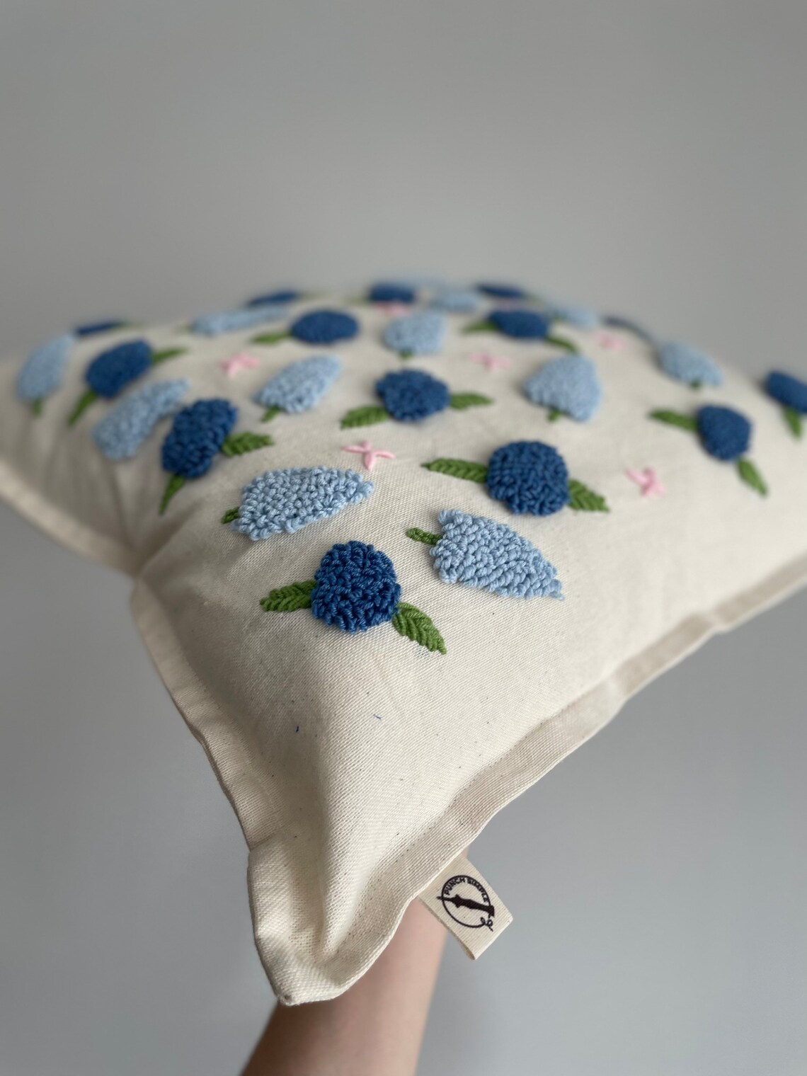 Floral Handmade Punch Needle Embroidery Pillow Cover Tufting Etsy