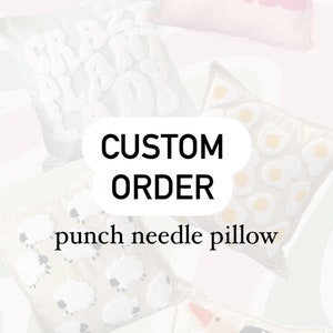 Handmade Punch Needle Embroidery Custom Pillow Cover , Tufting Pillow, Punch Pillow, Pillow Case, Cushion Cover, Custom Design