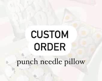 Handmade Punch Needle Embroidery Custom Pillow Cover , Tufting Pillow, Punch Pillow, Pillow Case, Cushion Cover, Custom Design