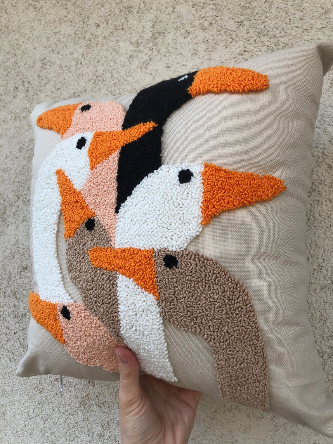 Punch Needle Embroidery Duck Pillow Cover Hand Tufting Etsy