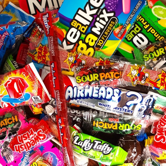 100 PERSONALISED American Sweets Gift Box USA Candy Airheads Laffy  CHRISTMAS