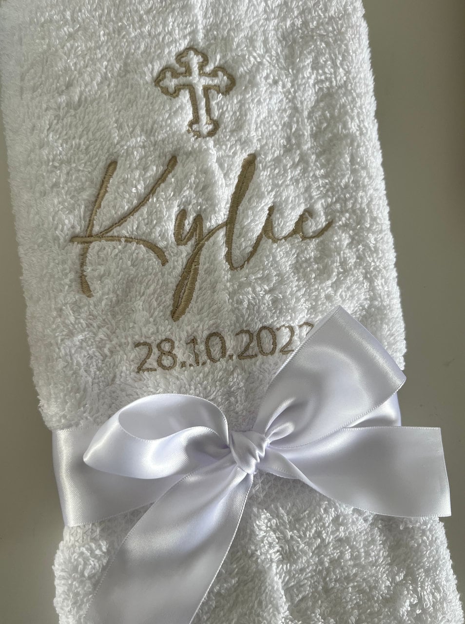 Personalised Hand Towel Name Day Baptism Christening Newborn