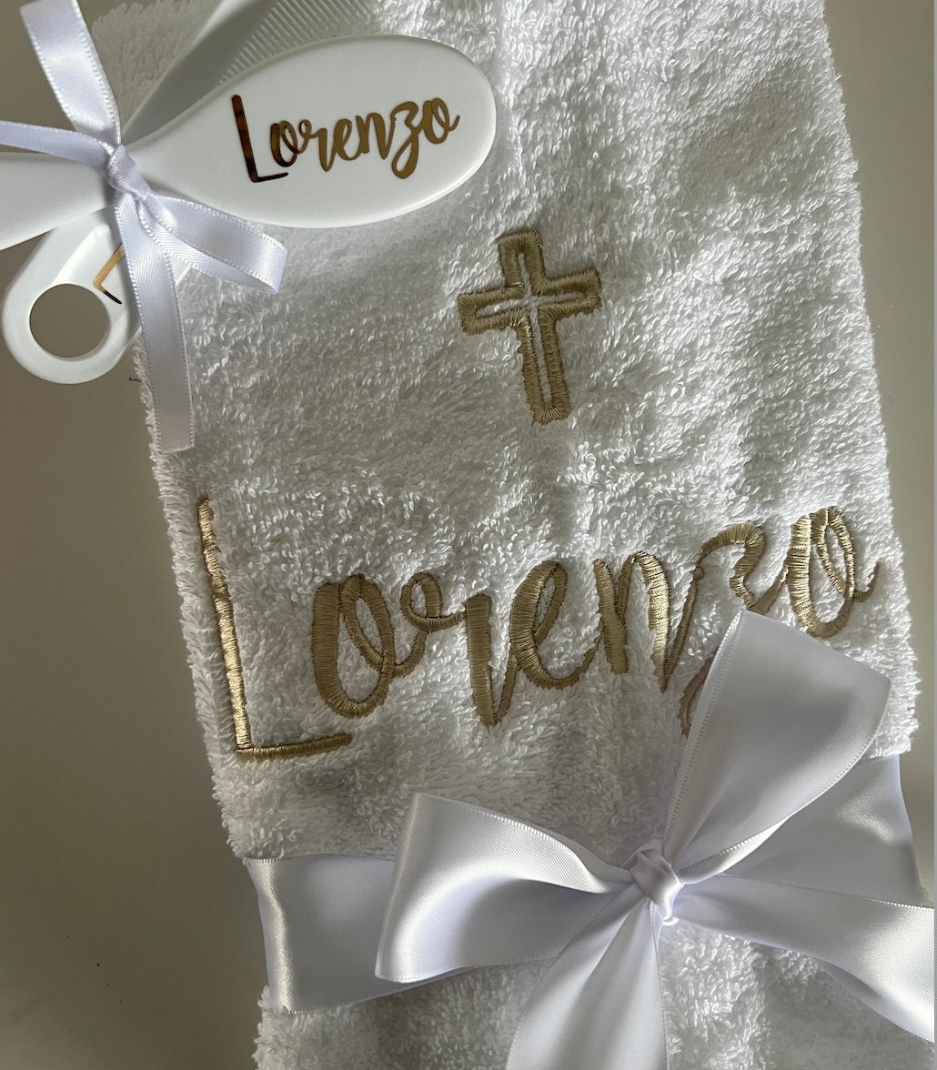 Personalised Hand Towel Name Day Baptism Christening Newborn