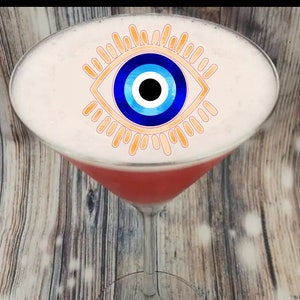 Evil Eye Hamsa Birthday or Your Own Design Edible Drink Cocktail Toppers Edible Image Beverage Float Baby Showers Weddings Birthdays Party