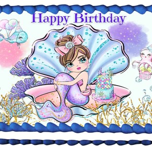 Mermaid Mermaids Party Themed Edible Image Birthday Under The Sea Cake Topper Frosting Sheet Icing Frosting Edible Sticker