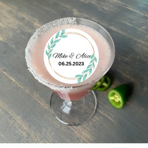 Name & Date Wedding Edible Drink Cocktail Toppers Any Letter Theme Photo Beverage Float Weddings Birthdays Parties Marketing Business Logo