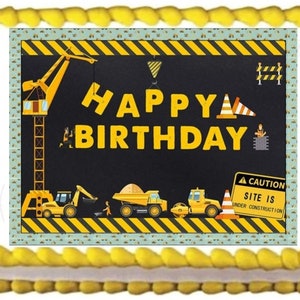 Construction Trucks Image Edible Cake Toppers Cookie Cupcake Topper Decoration Frosting Sheets