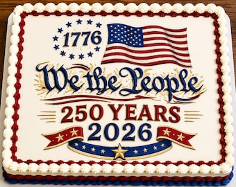 250 Years Of Freedom American America Theme Edible Image USA 4th Of July Cake Topper, Cake Topper Frosting Sheet Customized Personalized