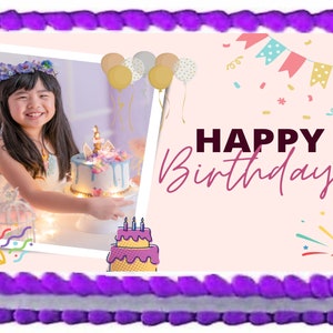 Custom Birthday Personal Photo Collage Image Edible Cake Topper Frosting Sheets Icing Sheet Photo Own Pictures Personalized Cake Decoration