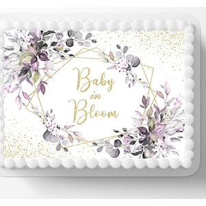 Baby In Bloom Floral Flower Edible Image Theme Baby Shower Party Cake Topper Pastels Frosting Sheet Icing Frosting Edible Sticker Decal
