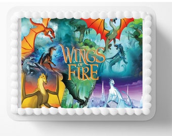 Fire Wings Dragons Edible Image, Edible Cake Toppers, Birthday Cake Topper Frosting Sheet Sugar Sheets Customized or Personalized DIY Cakes
