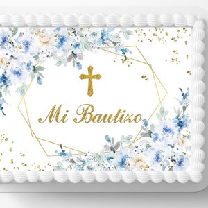 Personalized  Baptism Mi Bautizo Image Edible Cake Topper Frosting Sheets Christening Edible Image For Cakes or Cookies
