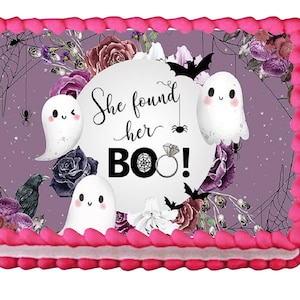She Found Her Boo Edible Image Edible Bridal Shower Halloween Cake Topper Frosting Sheet Icing Paper Cake Decoration Edible Cake Sticker