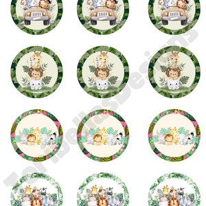 Safari Jungle Zoo Cute Baby Animals Baby Shower Birthday Cupcakes Or Cookies Toppers Edible Image Sturdy Precut Edible Wafer Paper Sheet