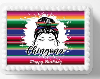 Chingona Latina Homegirl Lowrider Chicana Edible Image Edible Birthday Cake Topper Frosting Sheet Edible Paper Cake Decoration Sticker Decal