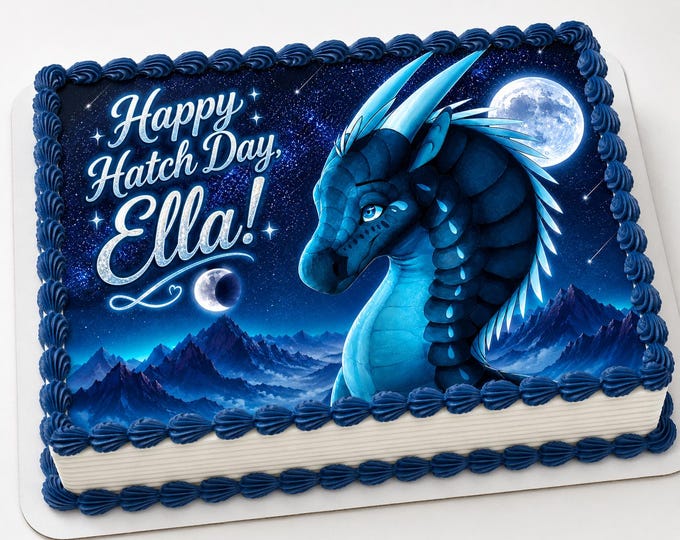 Moon Dragon Wings Edible Image, Edible Cake Toppers, Birthday Dragons Cake Frosting Sheet Sugar Sheets Customized, Personalized DIY Cakes