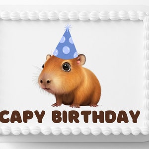 Capybara Animal Image Edible Cake Topper Frosting Sheets Funny Edible Image Icing Frosting Photo Columbian Cute Capybara Meme Capy Birthday