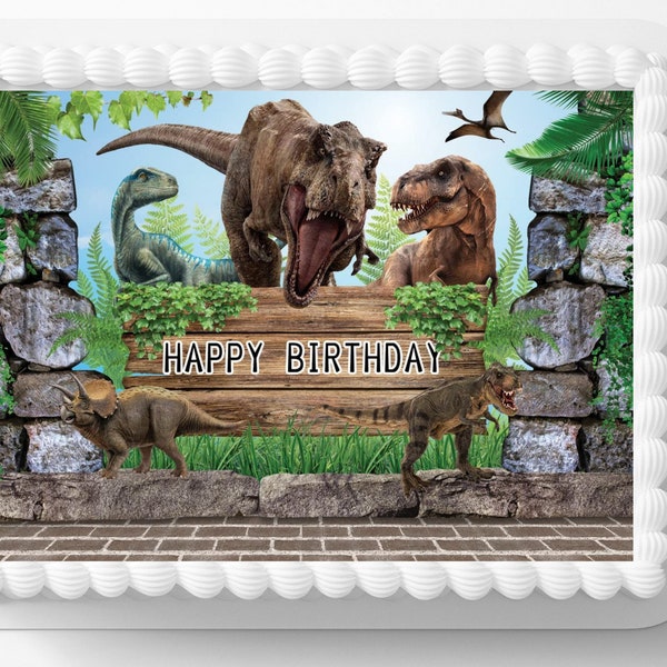 Dinosaur Edible Image T Rex Edible Cake Topper Birthday Cake Frosting Sheets Funny Edible Cake Sticker Decal