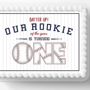 1st First Birthday Edible Image Little Rookie Baseball Player Edible Cake Topper Frosting Sheets Funny  Icing Frosting Boy's 1st Birthday