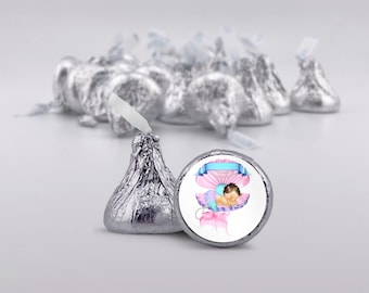 108 Baby Mermaid Personalized Chocolate Kiss Candy Labels  Birthday stickers, Baby Shower Party Favors, Add To your Own Chocolates, Add Name