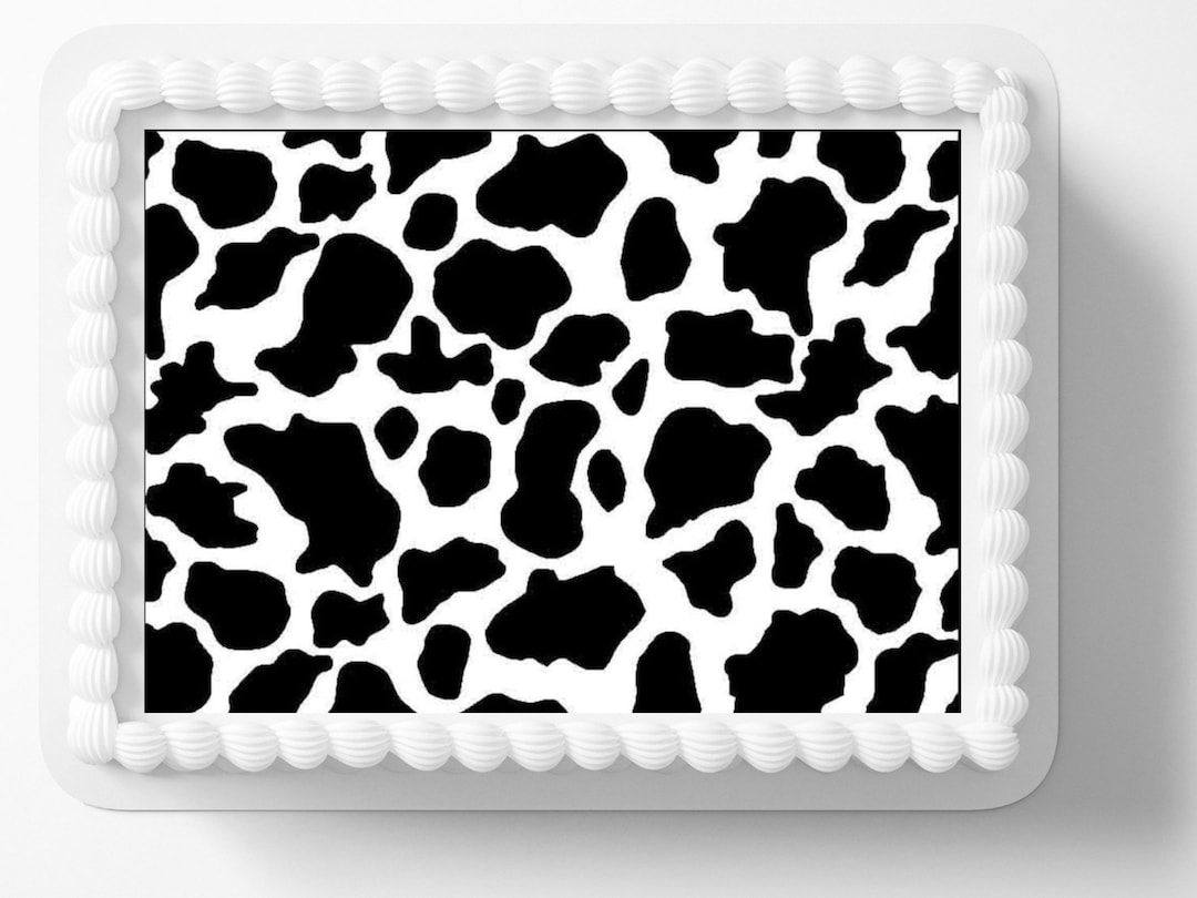 Cow Print Black & White Image Edible Cake Topper Frosting Sheets Icing