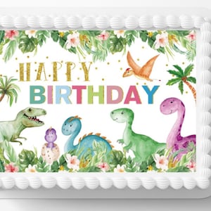 Dinosaur Dino Edible Image Prehistoric Themed Birthday Party Cake Topper Frosting Sheet Icing Frosting Edible Sticker Decal