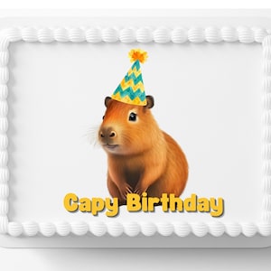 Capybara Animal Image Edible Cake Topper Frosting Sheets Funny Edible Image Icing Frosting Photo Columbian Cute Capybara Meme Capy Birthday