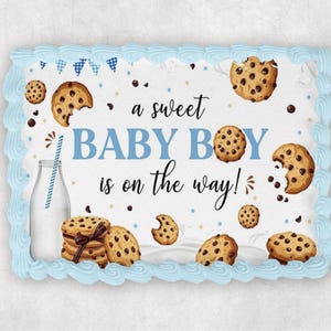 Sweet Baby Boy Edible Image Chocolate Chip Cookie Baby Shower Party Edible Cake Topper Frosting Sheet Fondant Frosting Edible Sticker DIY