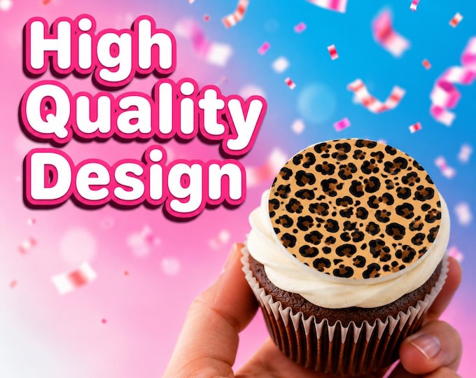 Cheetah Print Birthday Bachelorette Party Cupcakes Or Cookies Toppers Edible Image Sturdy Precut Edible Wafer Paper Cake Toppers