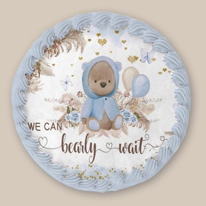 We Can Bearly Wait Edible Image Teddy Bear Theme Baby Shower Party Cake ...