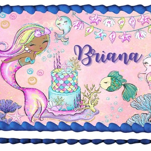 Mermaid Mermaids Splash Party Themed Edible Image Birthday Party Edible Cake Topper Under The Sea Frosting Sheet Icing Frosting Edible Decal