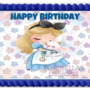 Personalized Alice Wonderland Babyshower Image Edible Cake Topper Frosting Sheets Icing Frosting Photo