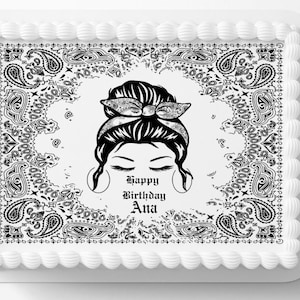 Bandana Latina Girl Chola Lowrider Chicana Edible Image Birthday Cake Topper Frosting Sheet Edible Icing Paper Cake Decoration Sticker Decal